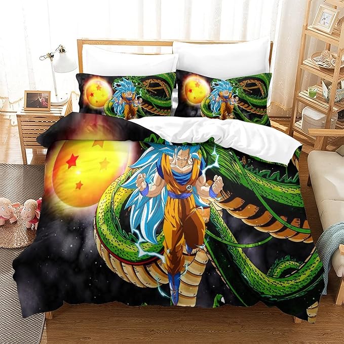 Juego de Cama 3D Dragon Ball – Funda Nórdica (200x200 cm), 3 Piezas