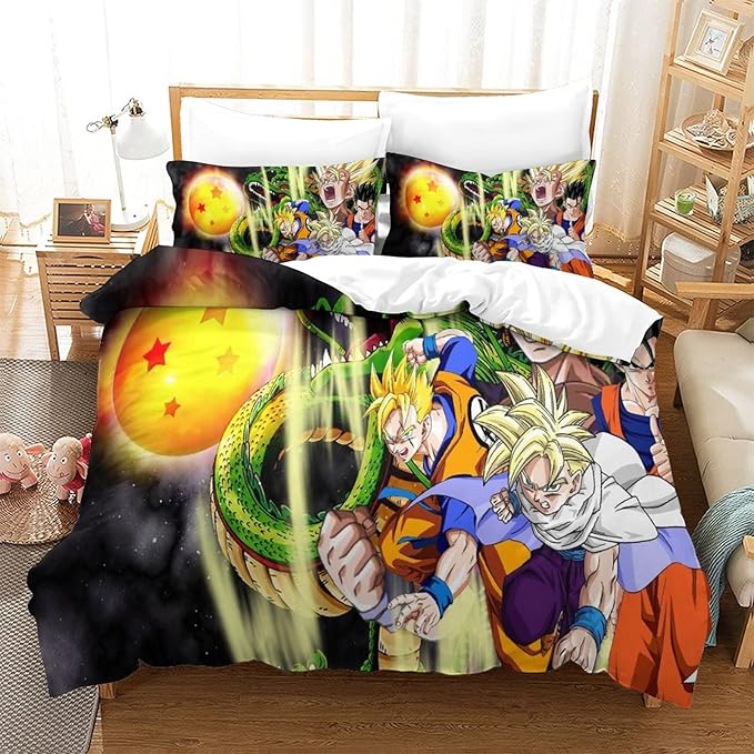 Juego de Cama 3D Dragon Ball – Funda Nórdica (200x200 cm), 3 Piezas